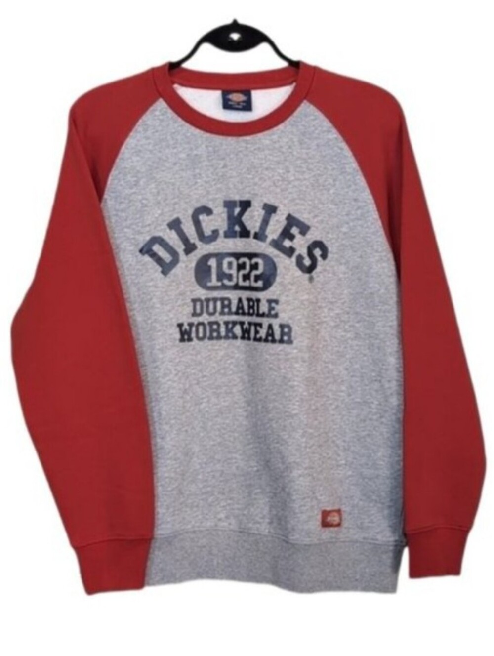 Dickies Raglan Sweatshirt 1922 Durable Workwear Gray Red Fleece Mens Large